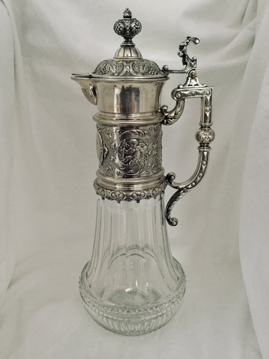 Crystal And Silver Ewer