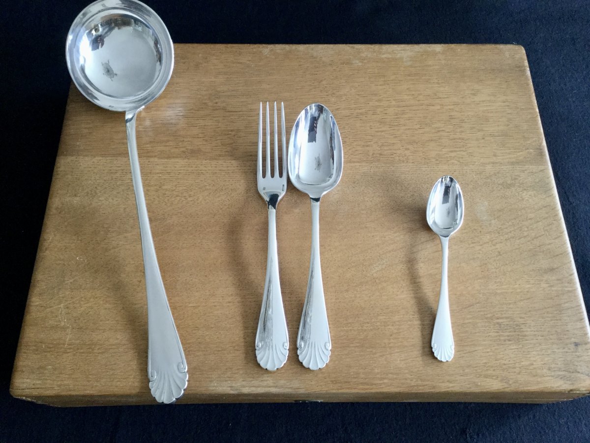 Cutlery Set 37 Pieces Christofle Directoire / Rat Tail-photo-3