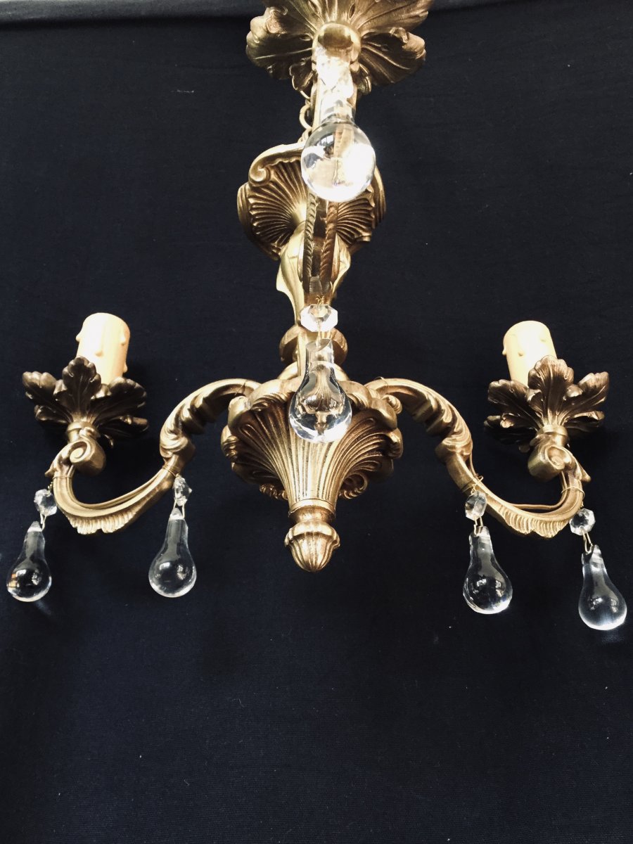 3-light Chandelier In Crystal And Bronze-photo-6