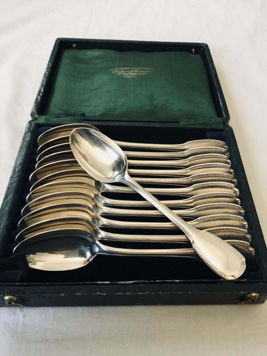 12 Christofle Godrons Teaspoon