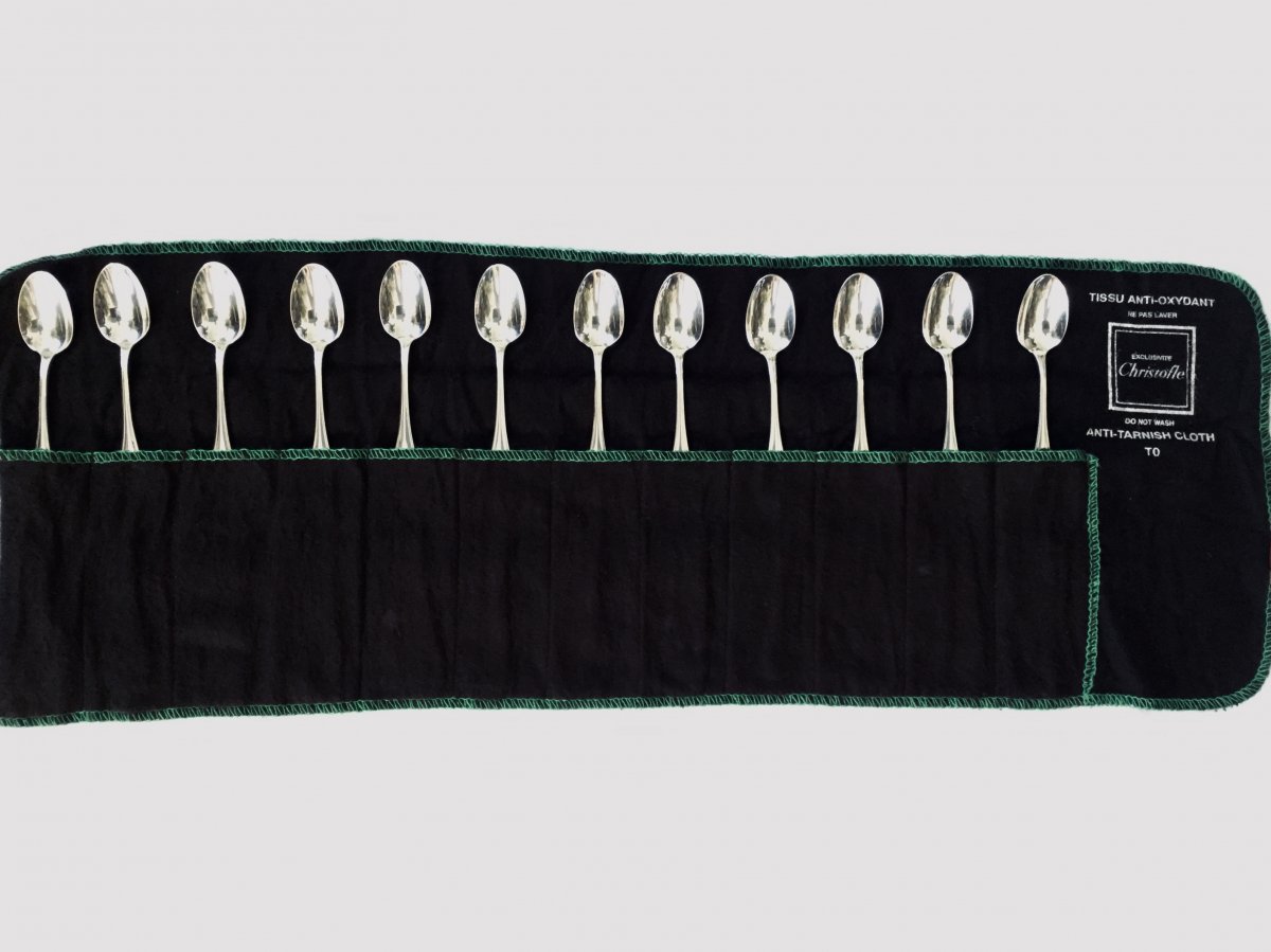 12 Christofle Alfenide Pompadour Moka Spoons-photo-3