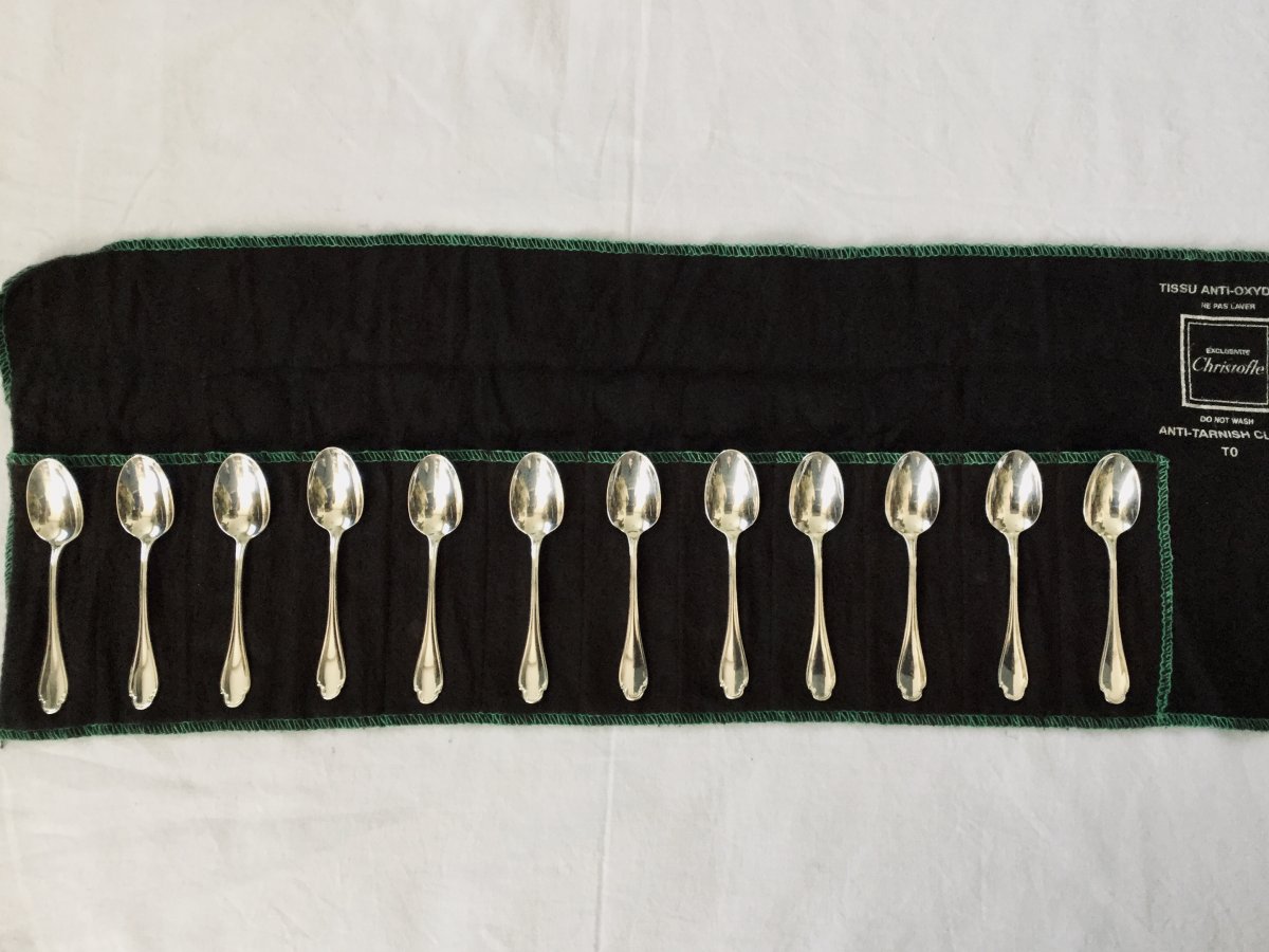 12 Christofle Alfenide Pompadour Moka Spoons-photo-4