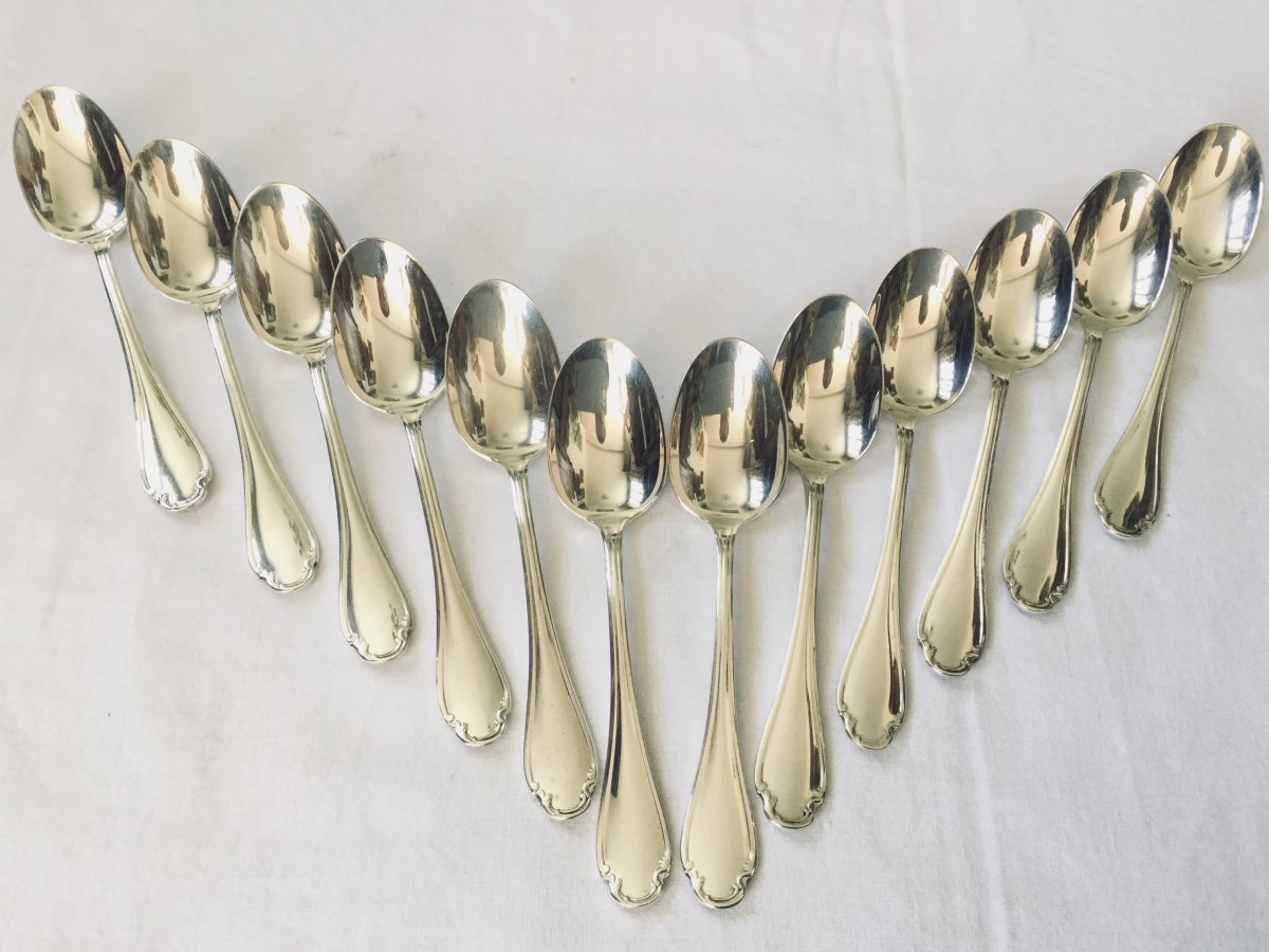 12 Christofle Alfenide Pompadour Moka Spoons