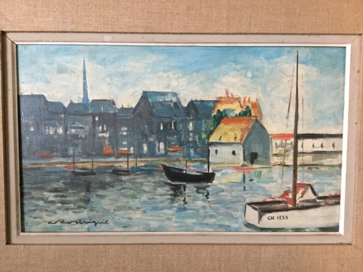 Robert Rodrigue - Oil On Canvas « le Vieux Bassin D’honfleur »-photo-3