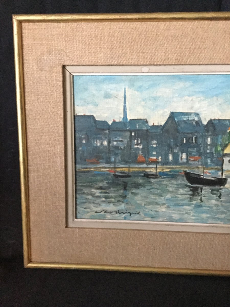Robert Rodrigue - Oil On Canvas « le Vieux Bassin D’honfleur »-photo-3