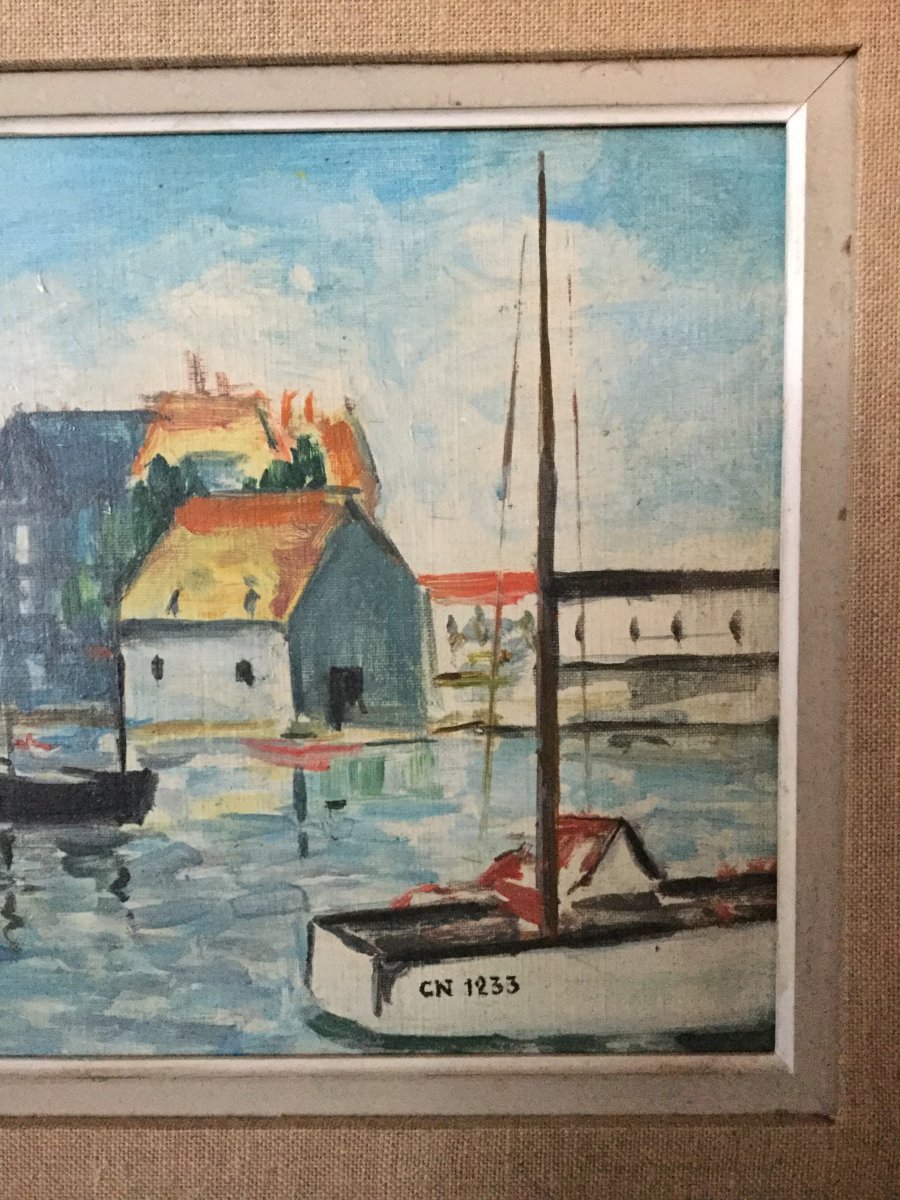 Robert Rodrigue - Oil On Canvas « le Vieux Bassin D’honfleur »-photo-6