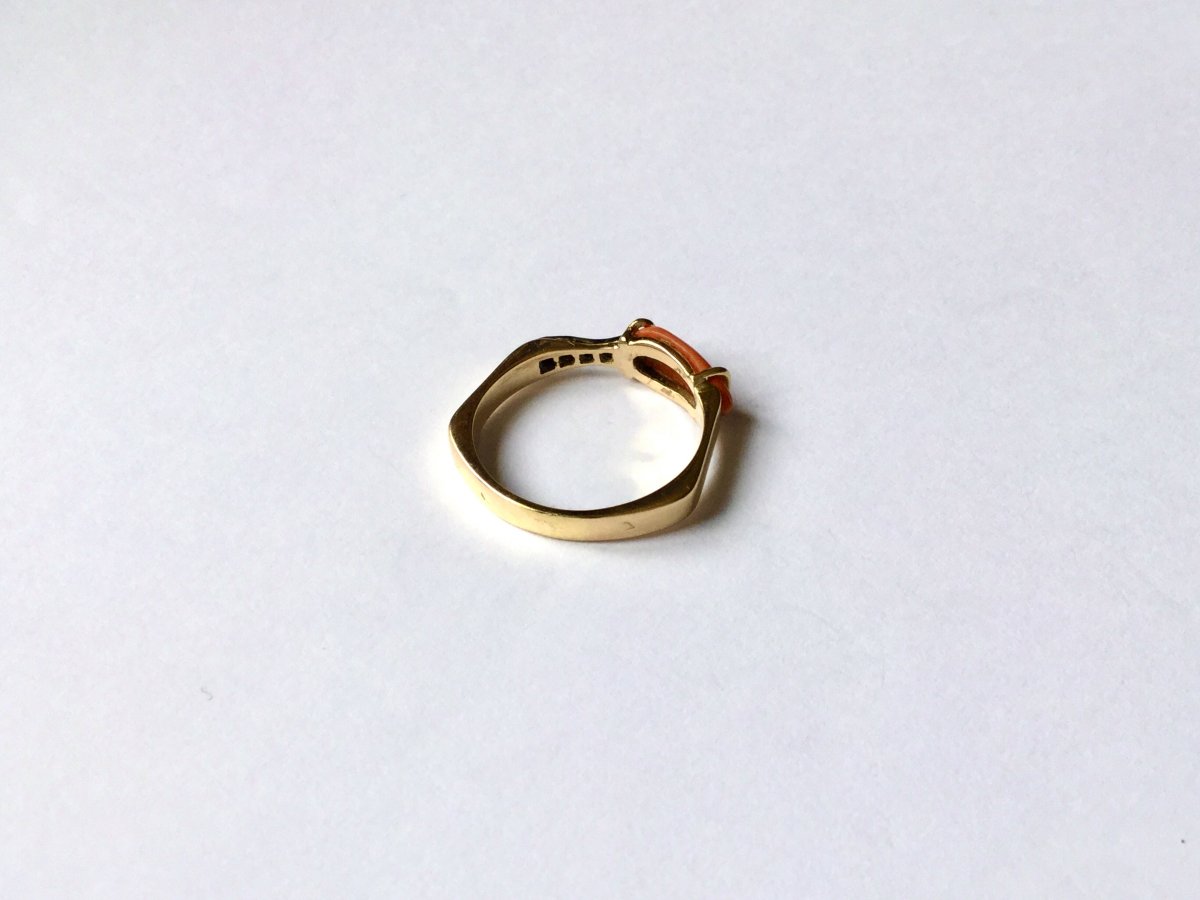 Coral Gold Ring And Diamonds-photo-4