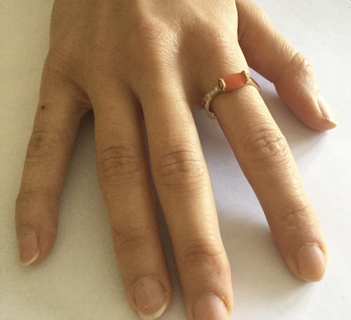 Bague Or Corail Et Diamants -photo-7