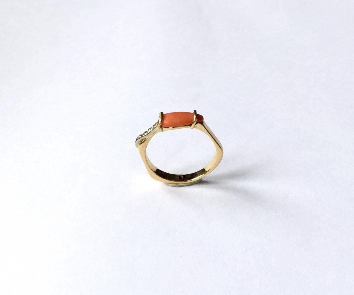 Bague Or Corail Et Diamants 