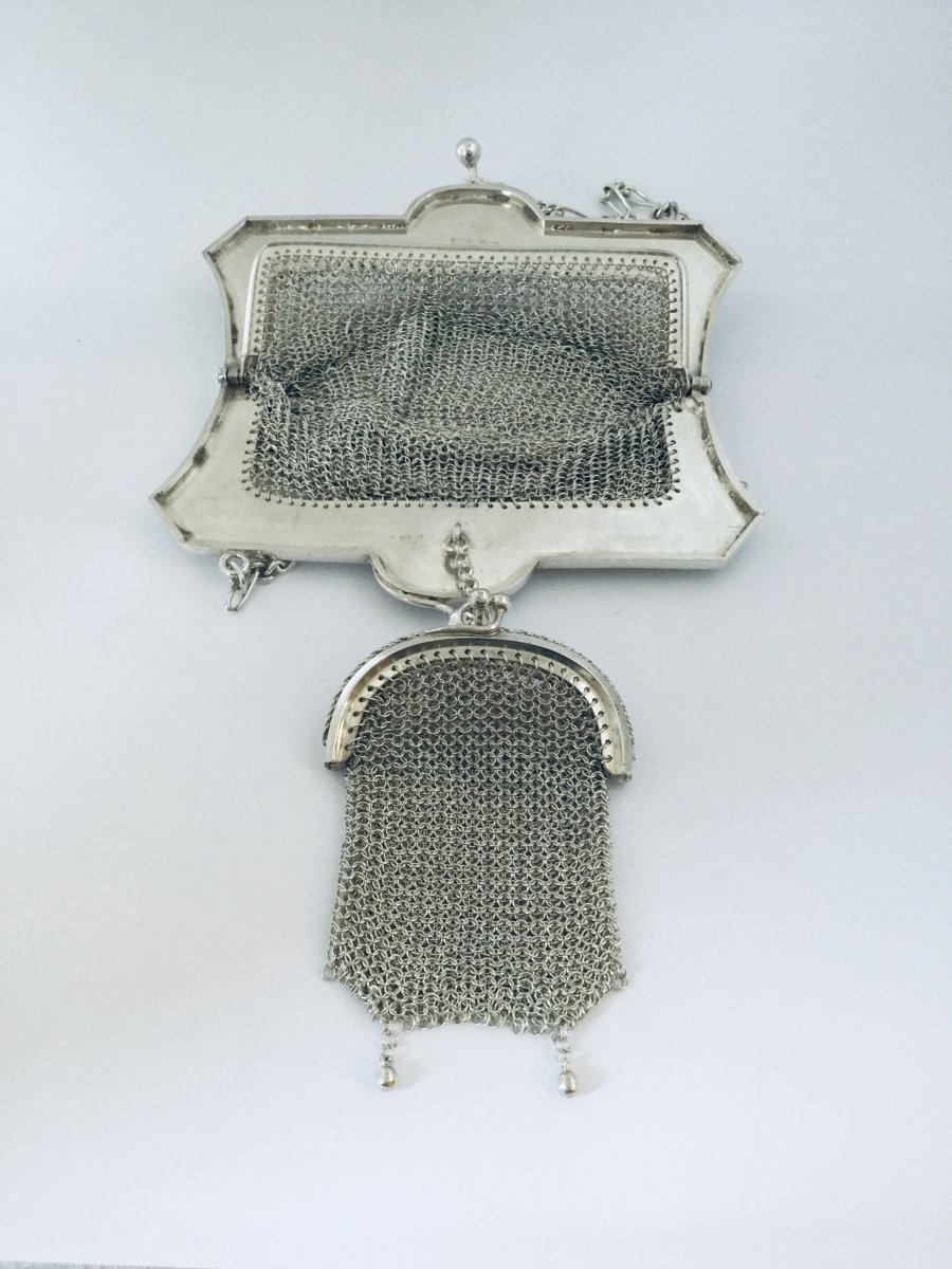 Silver Evening Bag With Its Coin Purse-photo-2