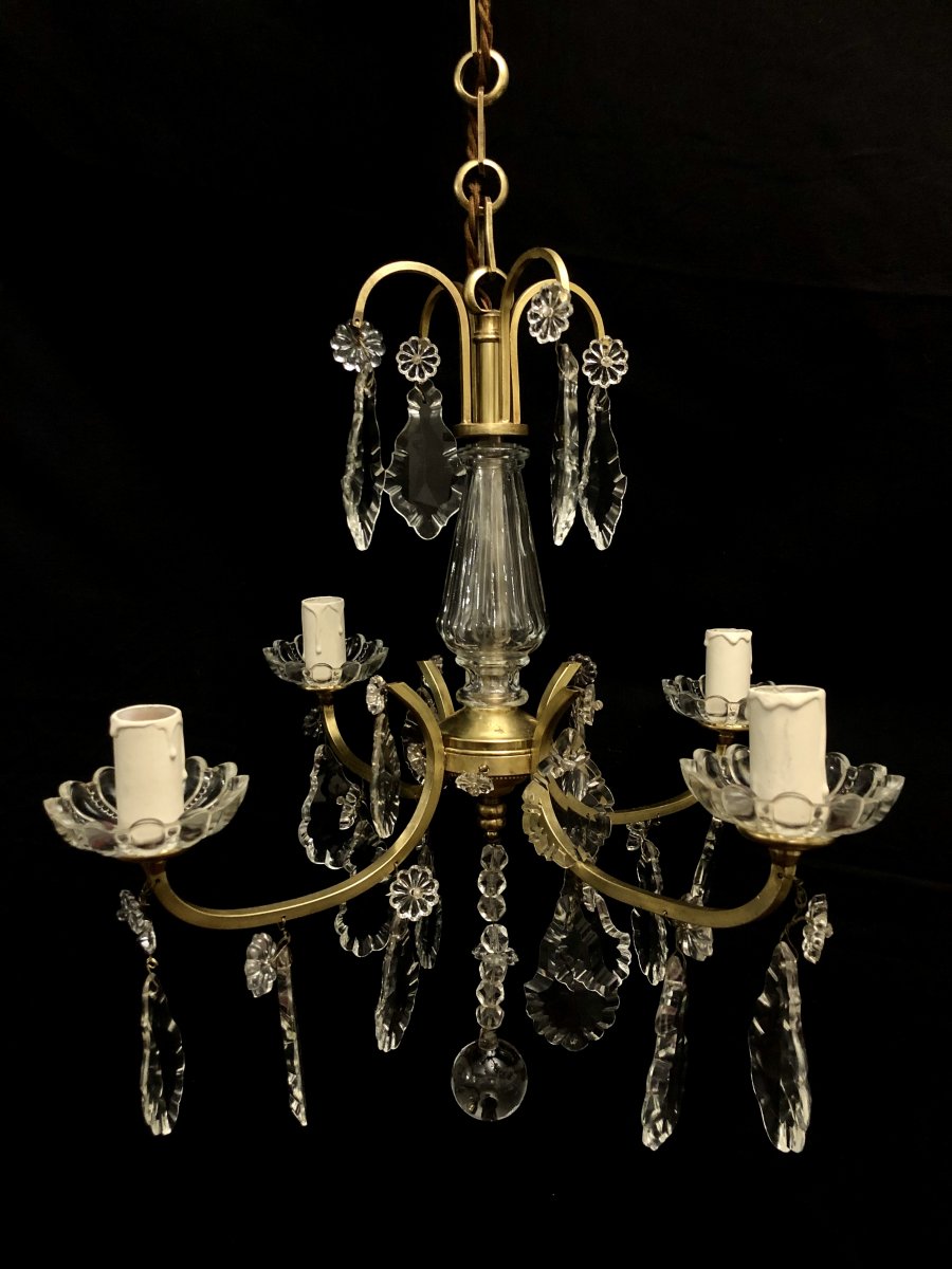 4-light Bronze And Crystal Chandelier-photo-3
