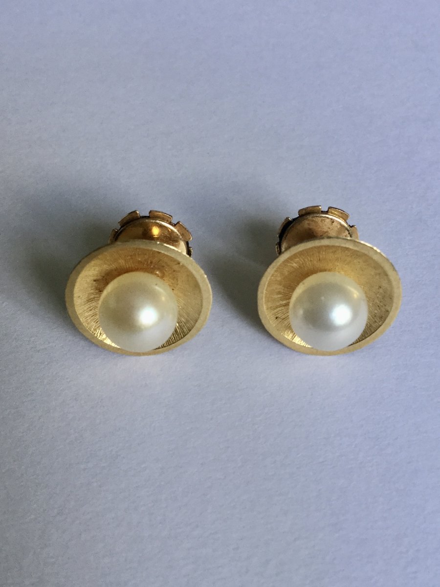 Pair Of Gold And Pearl Earrings