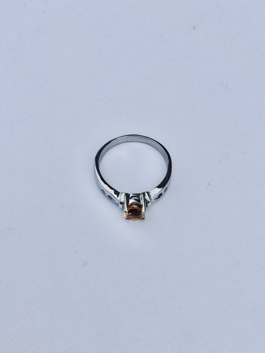 Bague En Or Blanc Diamants Et Citrine -photo-5