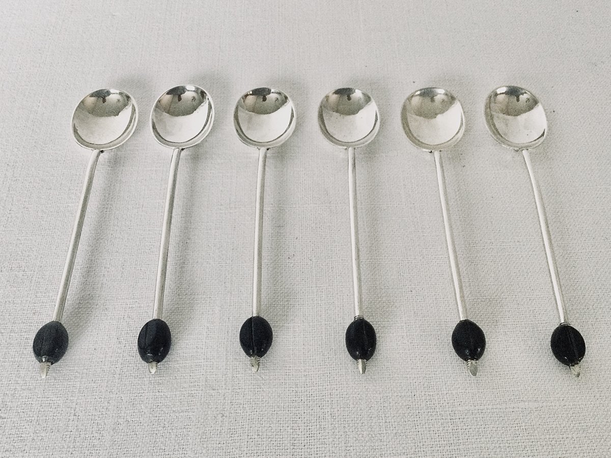 6 Cuillères à Moka En Argent Massif -photo-2