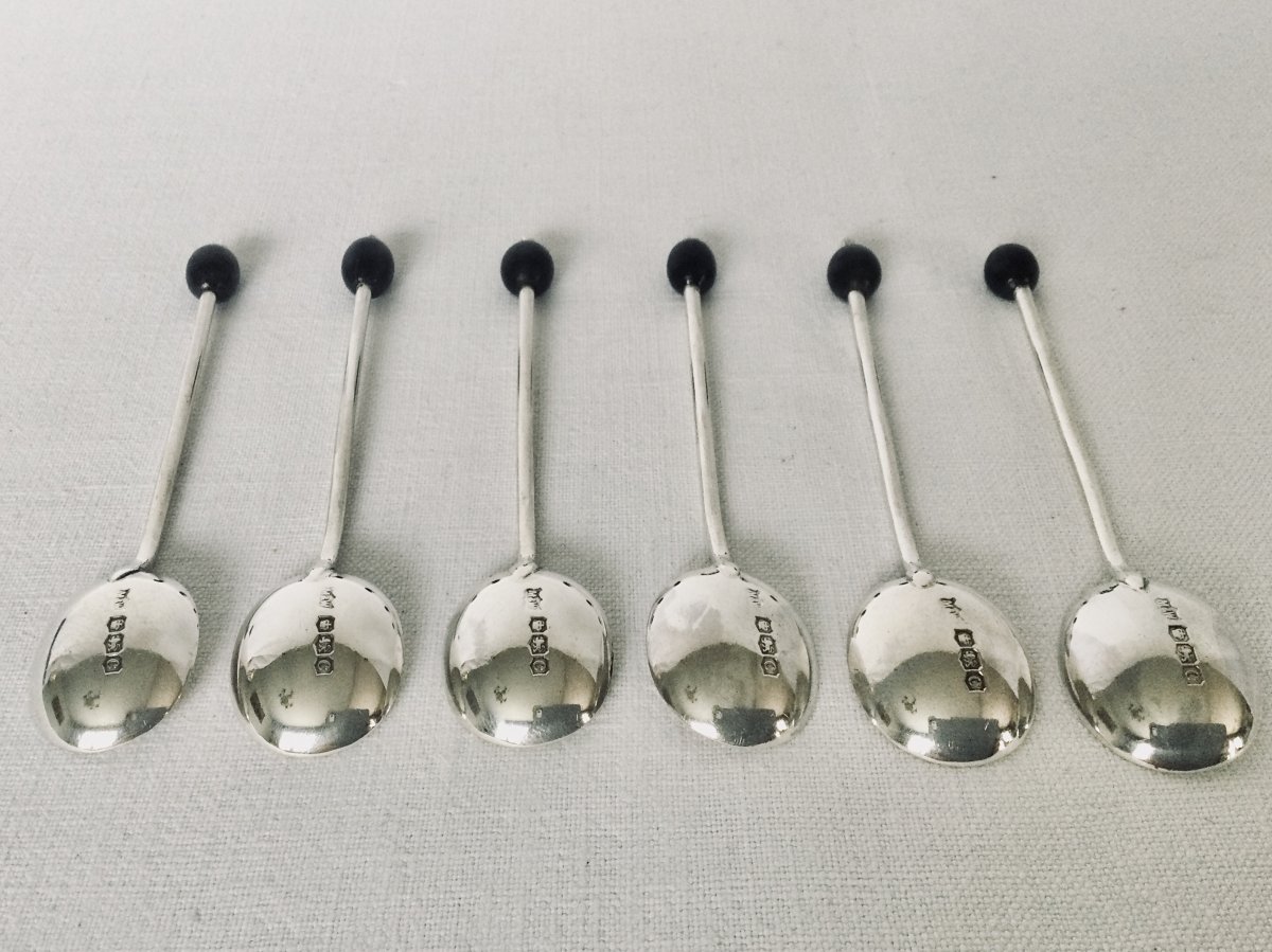 6 Mocha Spoons In Sterling Silver-photo-3