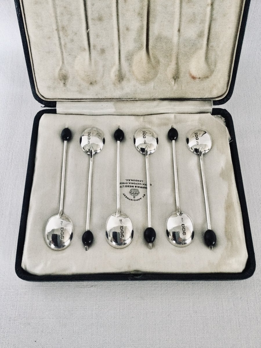6 Mocha Spoons In Sterling Silver-photo-6