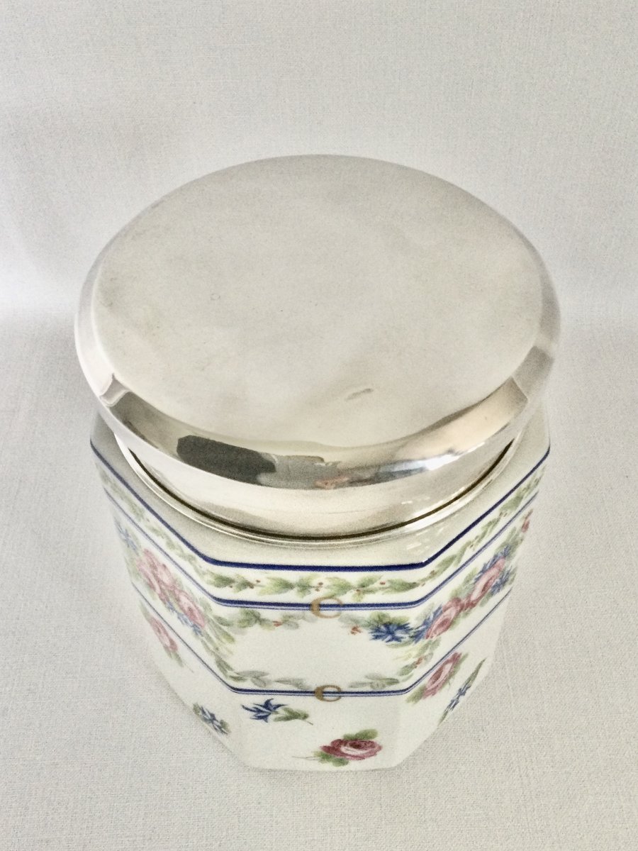 Tetard Frères - Pot à Tabac En Argent Et Porcelaine-photo-4