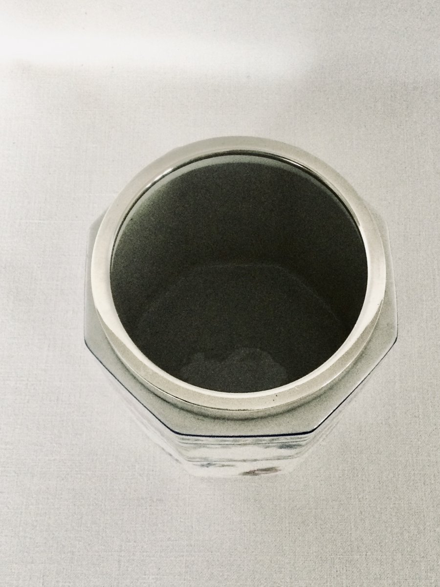 Tetard Frères - Tobacco Pot In Silver And Porcelain-photo-3