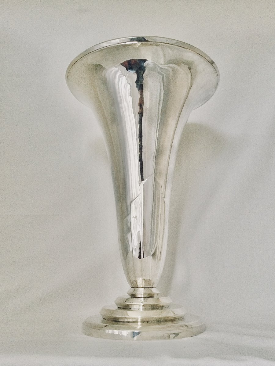 Vase En Argent Art Déco Georges Lecomte-photo-5
