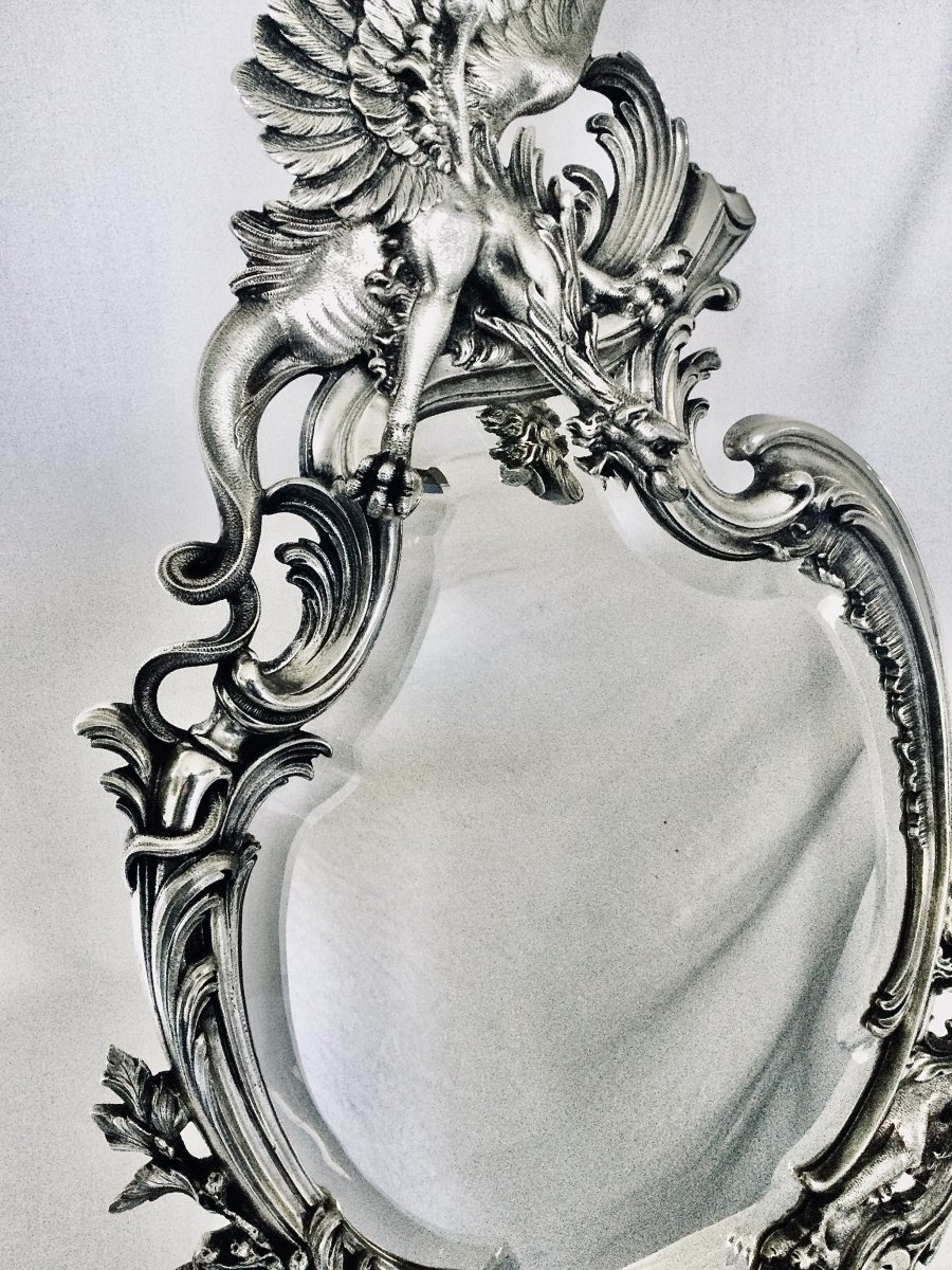 Napoleon III Silver Bronze Mirror-photo-1