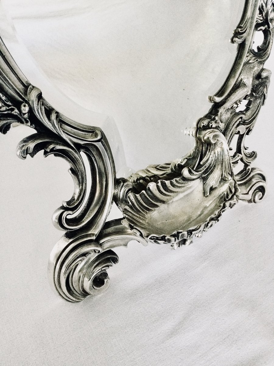 Napoleon III Silver Bronze Mirror-photo-3