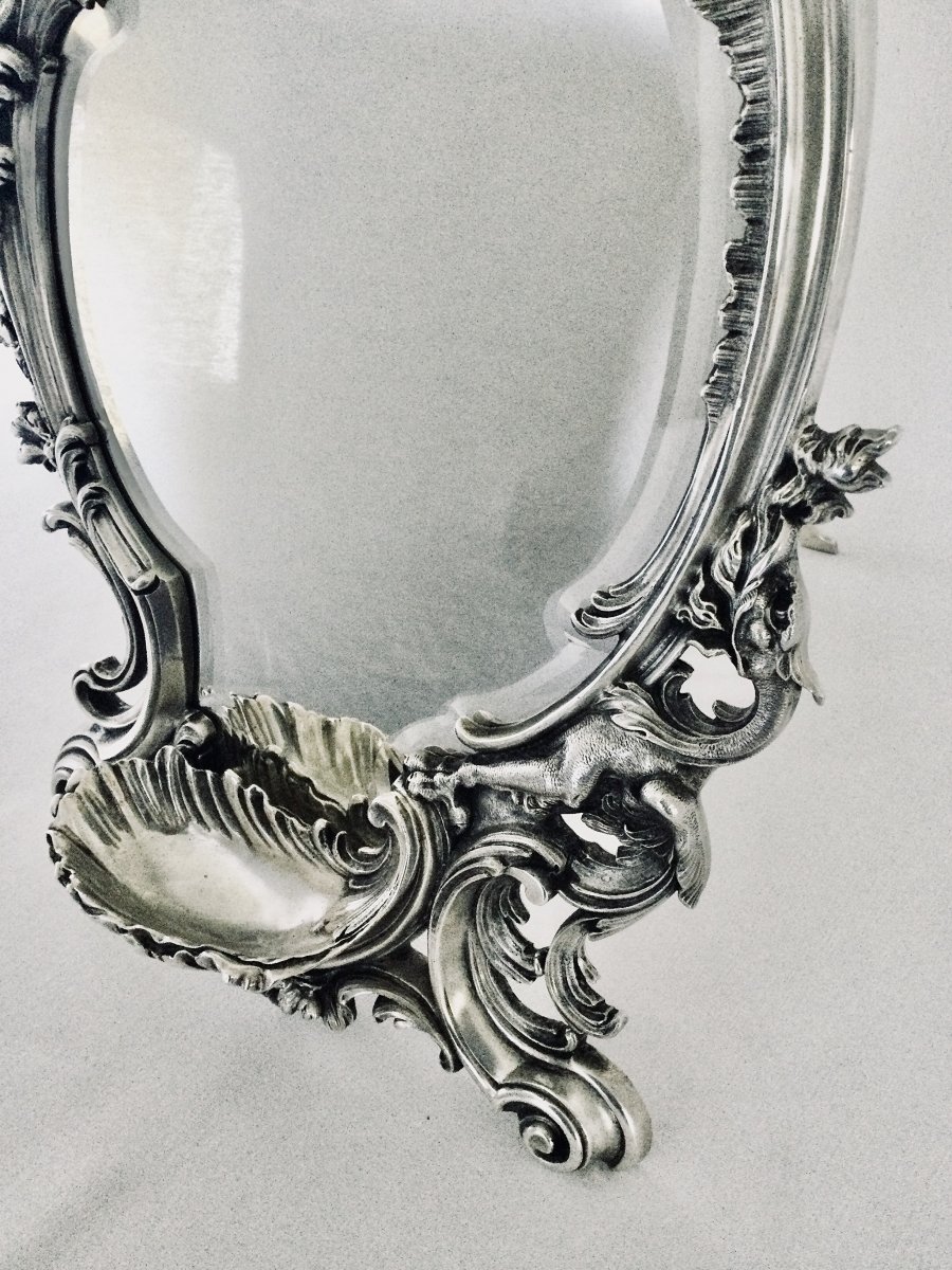 Napoleon III Silver Bronze Mirror-photo-4