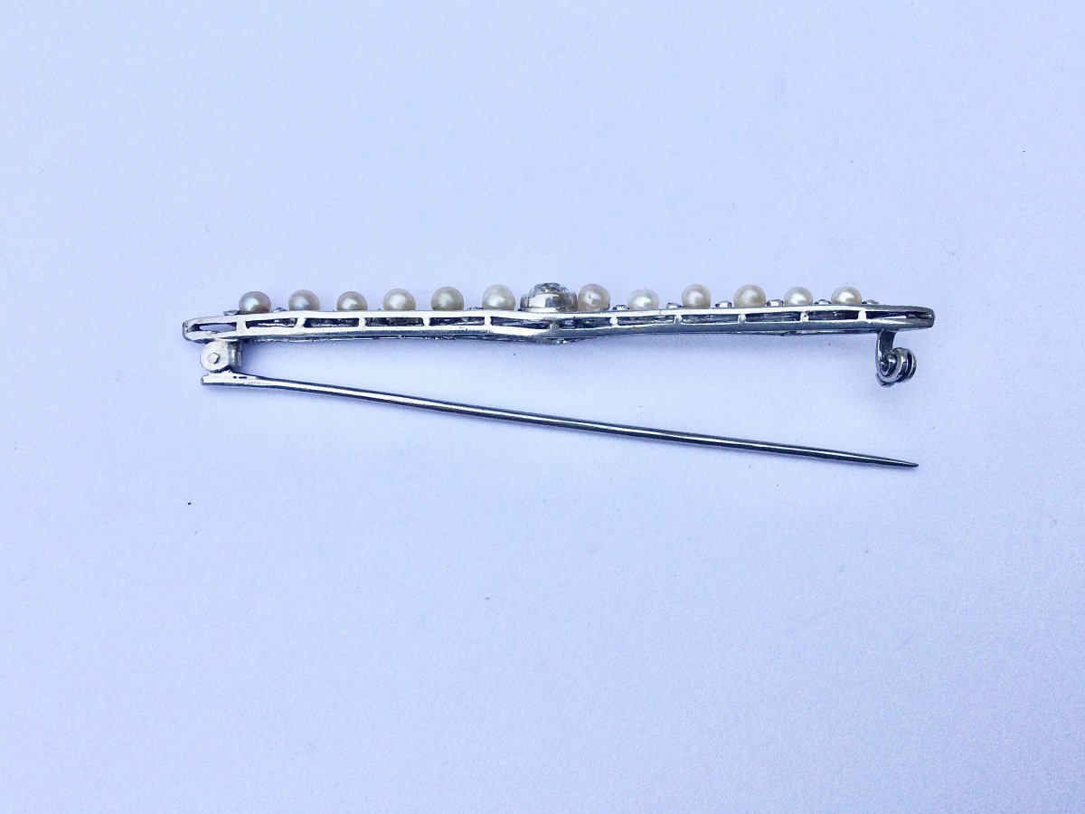 Brooch In White Gold, Diamonds And Pearls-photo-3