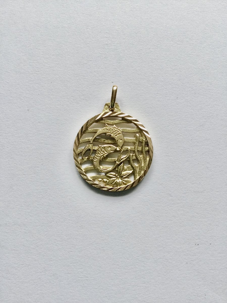 Médaille Poisson En Or Art Nouveau -photo-3
