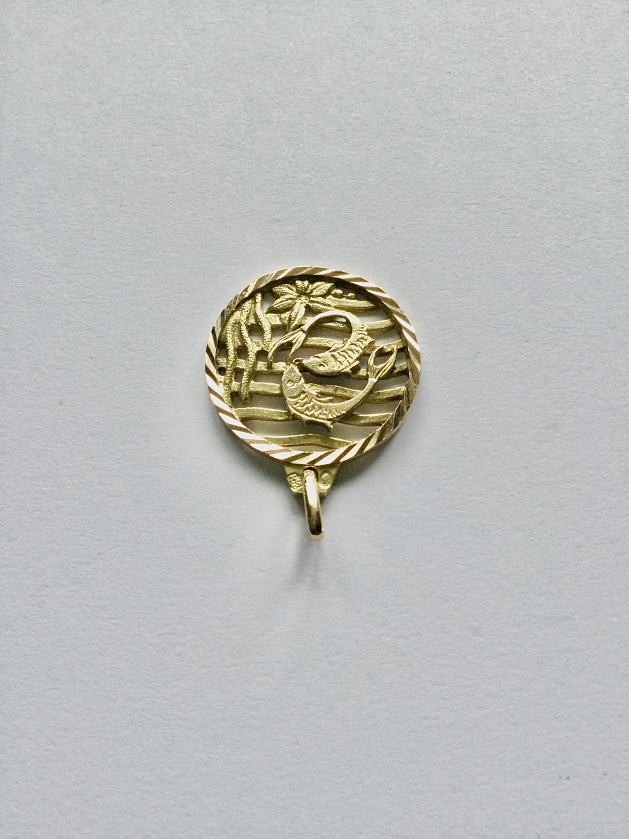 Médaille Poisson En Or Art Nouveau -photo-1