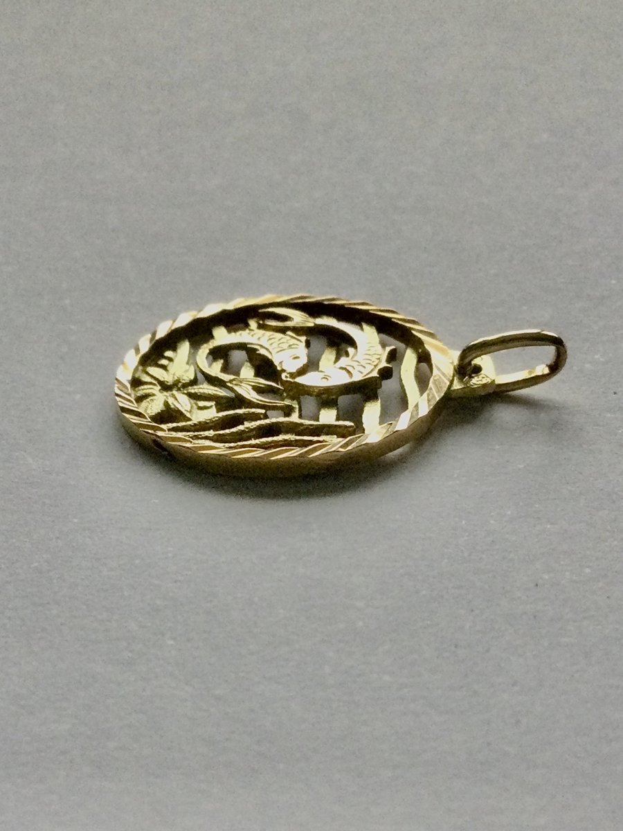 Art Nouveau Gold Fish Medal-photo-4