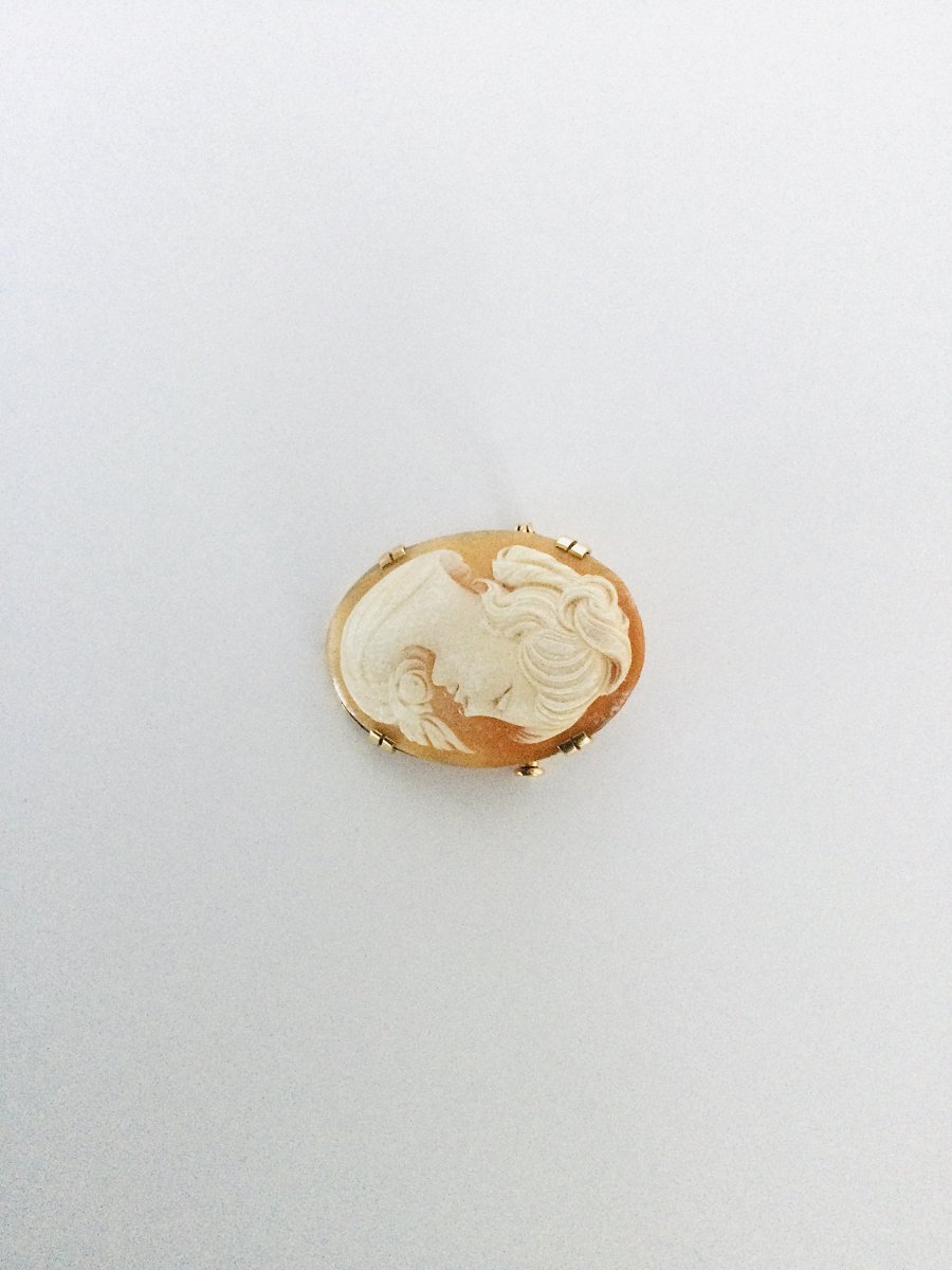 Gold Shell Cameo Brooch-photo-2