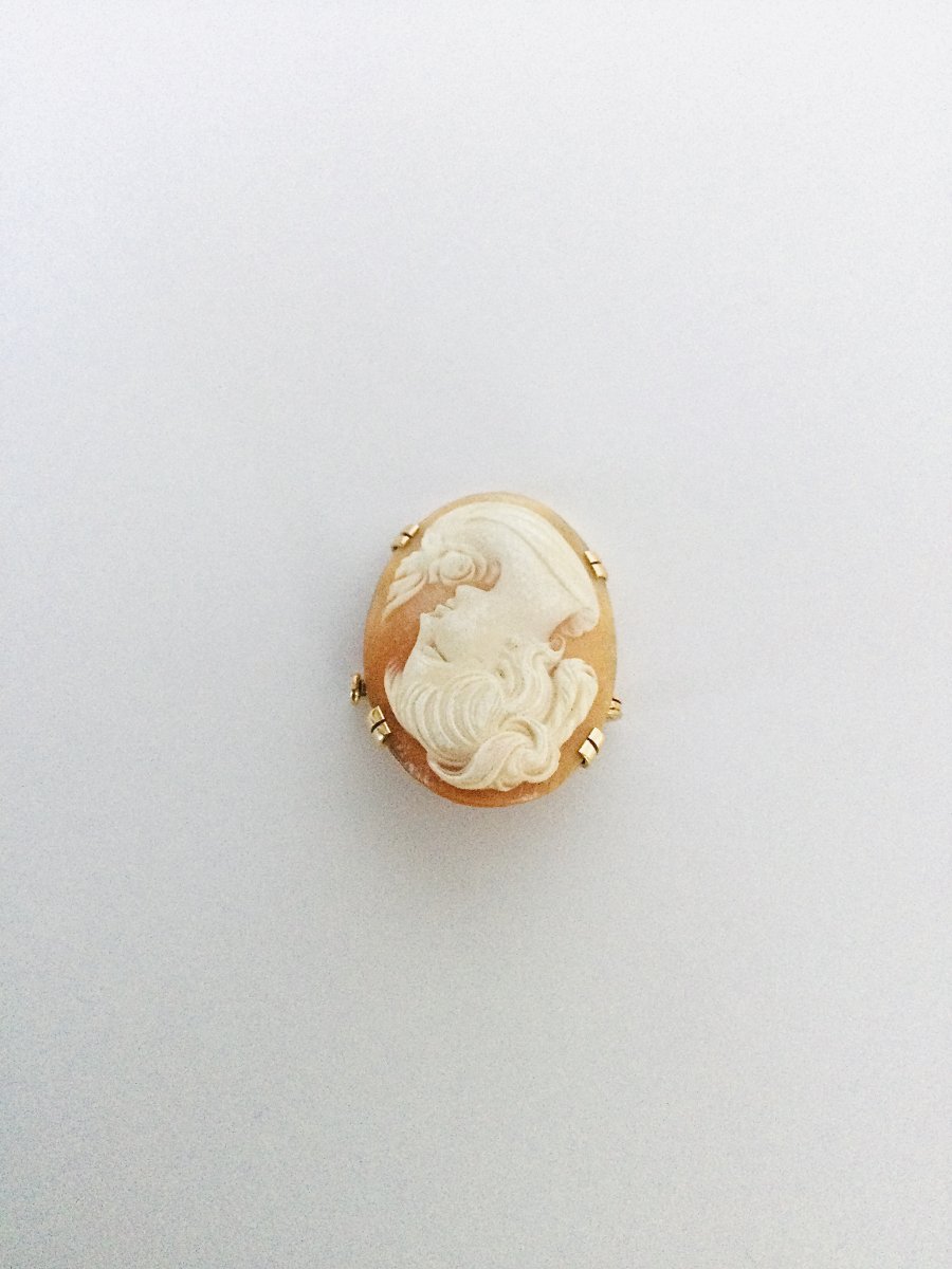 Broche Camée Coquillage En Or -photo-3