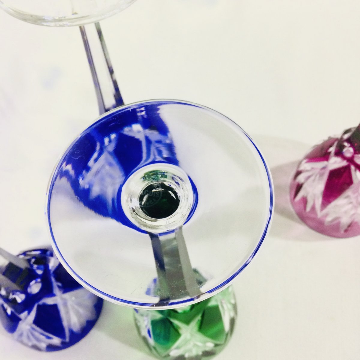 5 Rhine Roemer Wine Glasses In Crystal From Saint-louis Monaco Model-photo-2