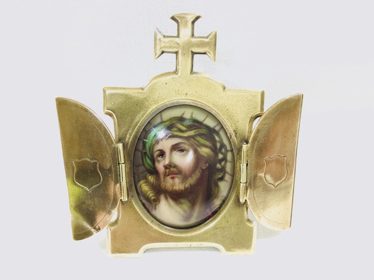 Bronze And Porcelain Reliquary