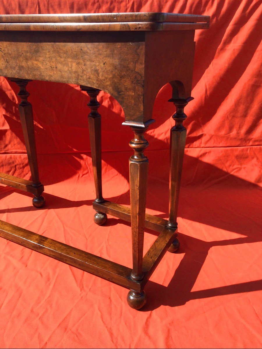 English Game Table In Burl Walnut-photo-2