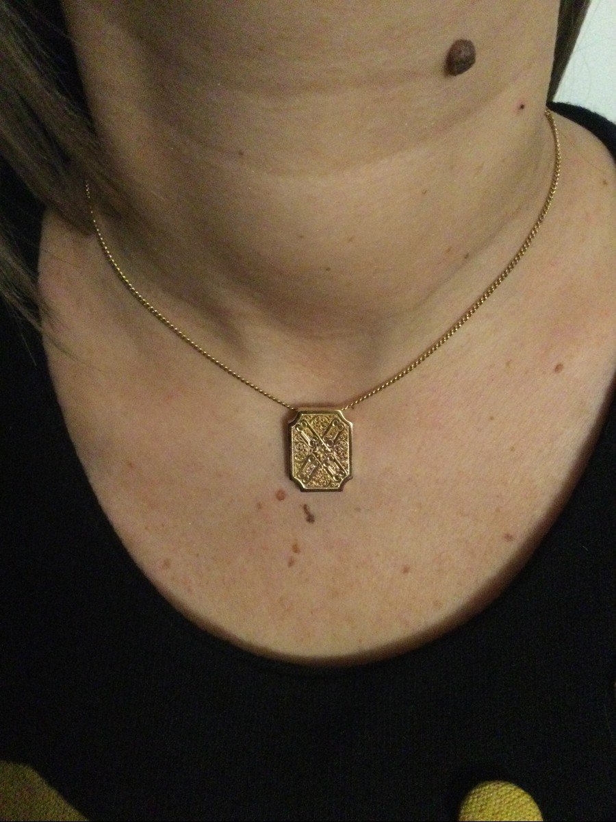 Pendentif En Or Rose Ciselé-photo-7