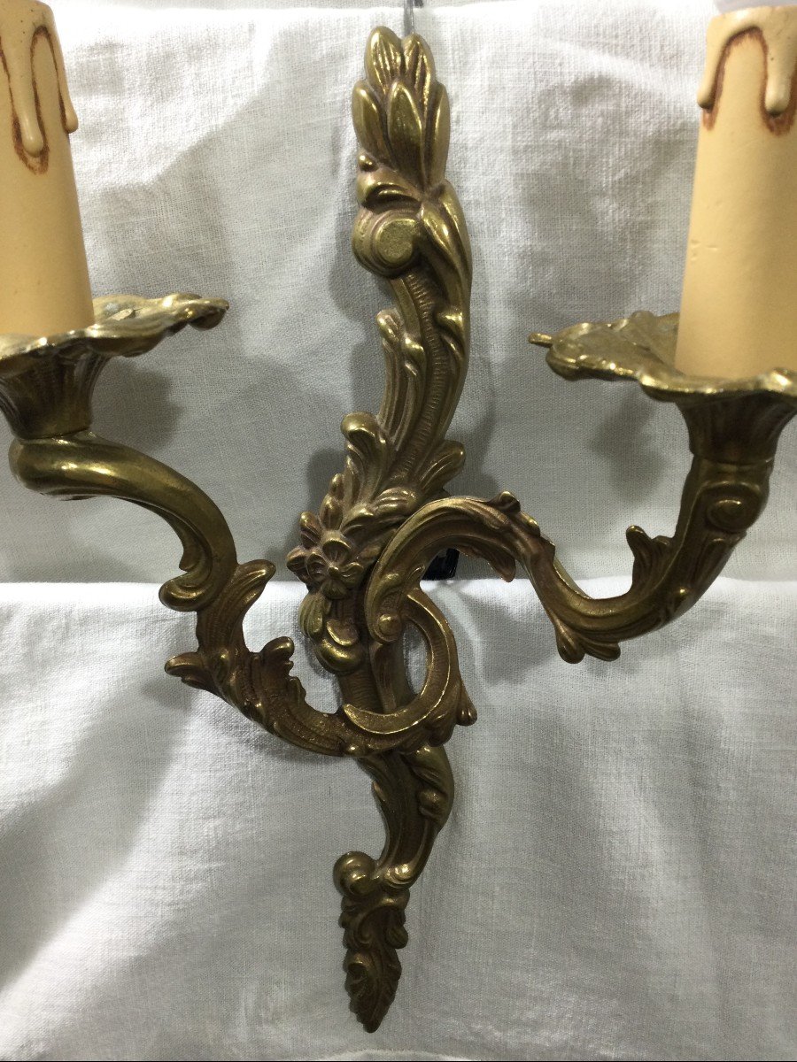 Paire d'Appliques En Bronze Style Louis XV-photo-1