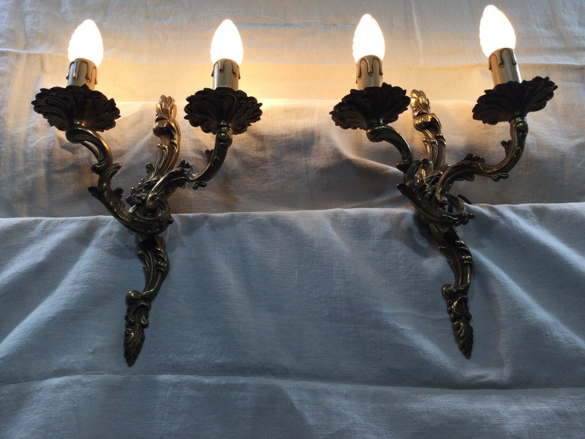 Paire d'Appliques En Bronze Style Louis XV-photo-5