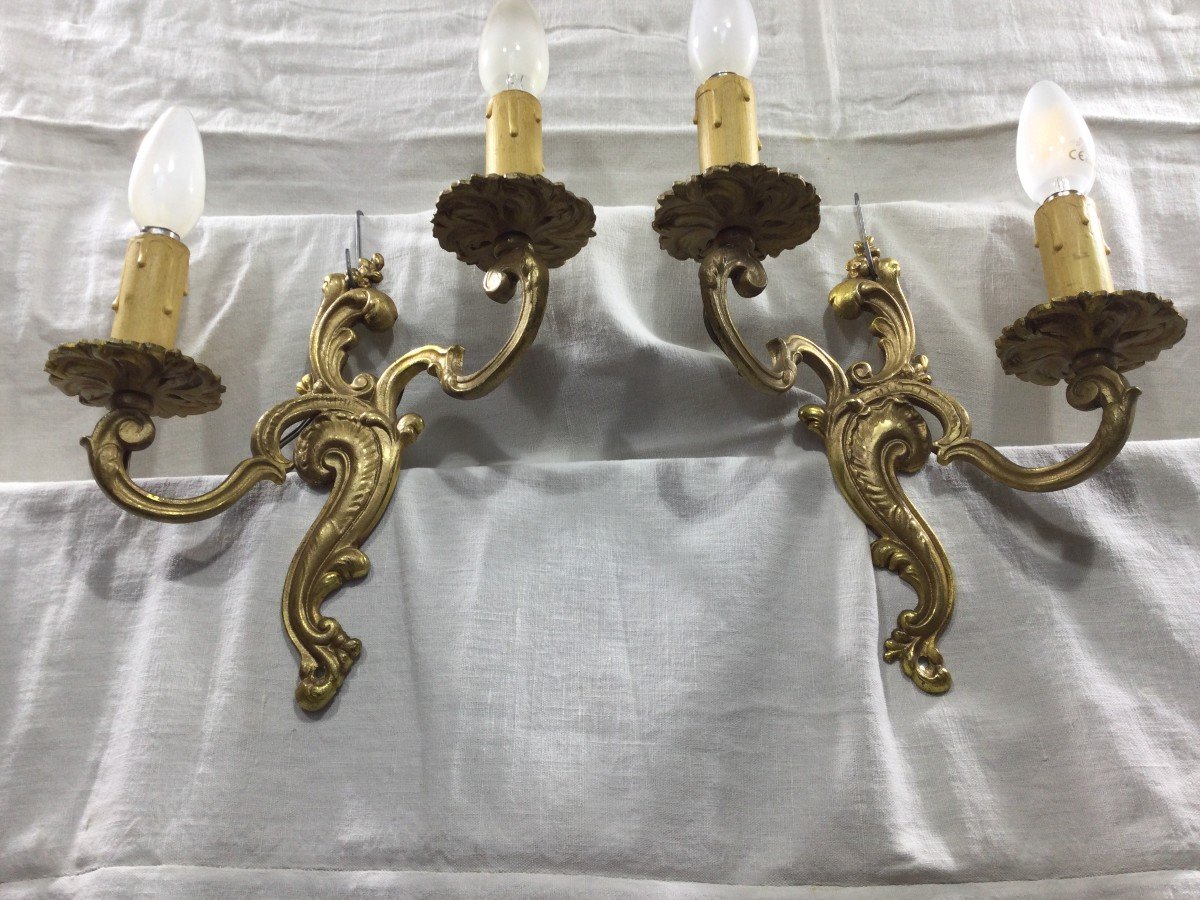 Pair Of Bronze Wall Lights Louis XV Style-photo-3