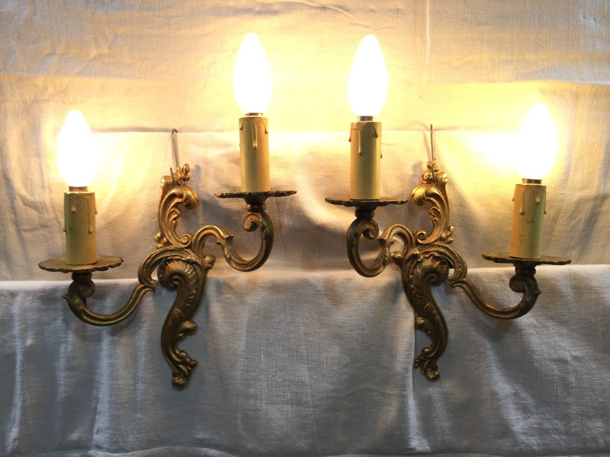 Pair Of Bronze Wall Lights Louis XV Style-photo-6