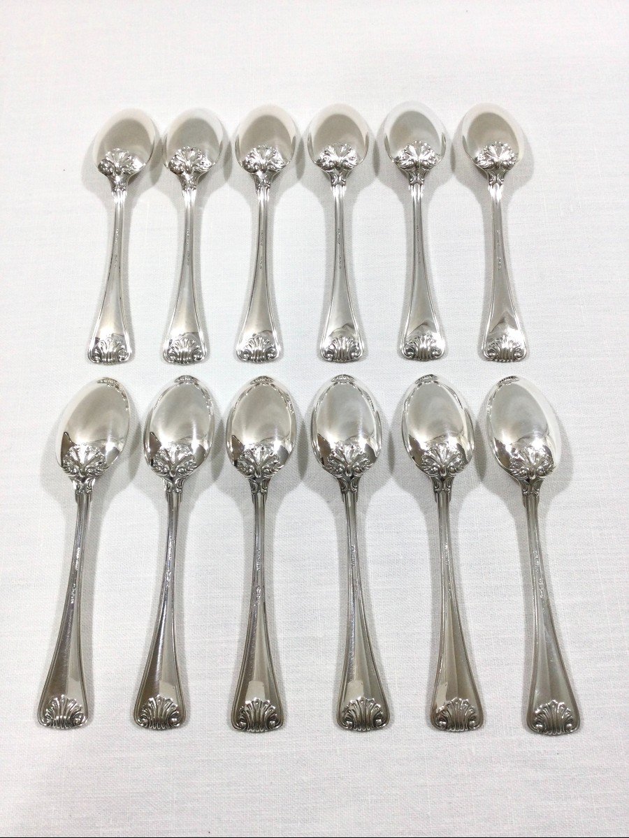 12 Silver Shell Teaspoons-photo-2