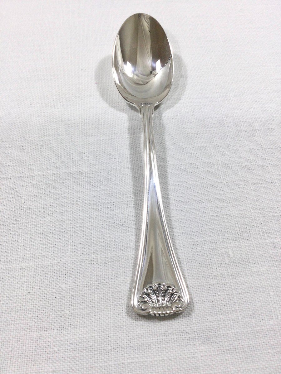 12 Silver Shell Teaspoons-photo-4