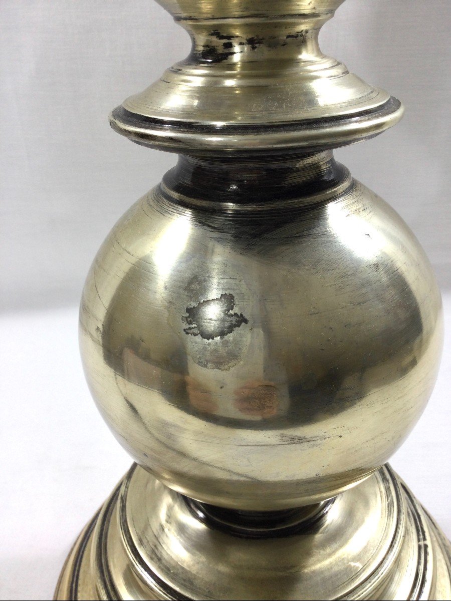 Pied De Lampe En Bronze Argenté -photo-3