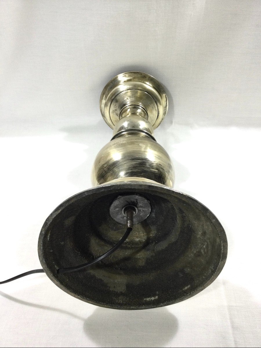 Pied De Lampe En Bronze Argenté -photo-5