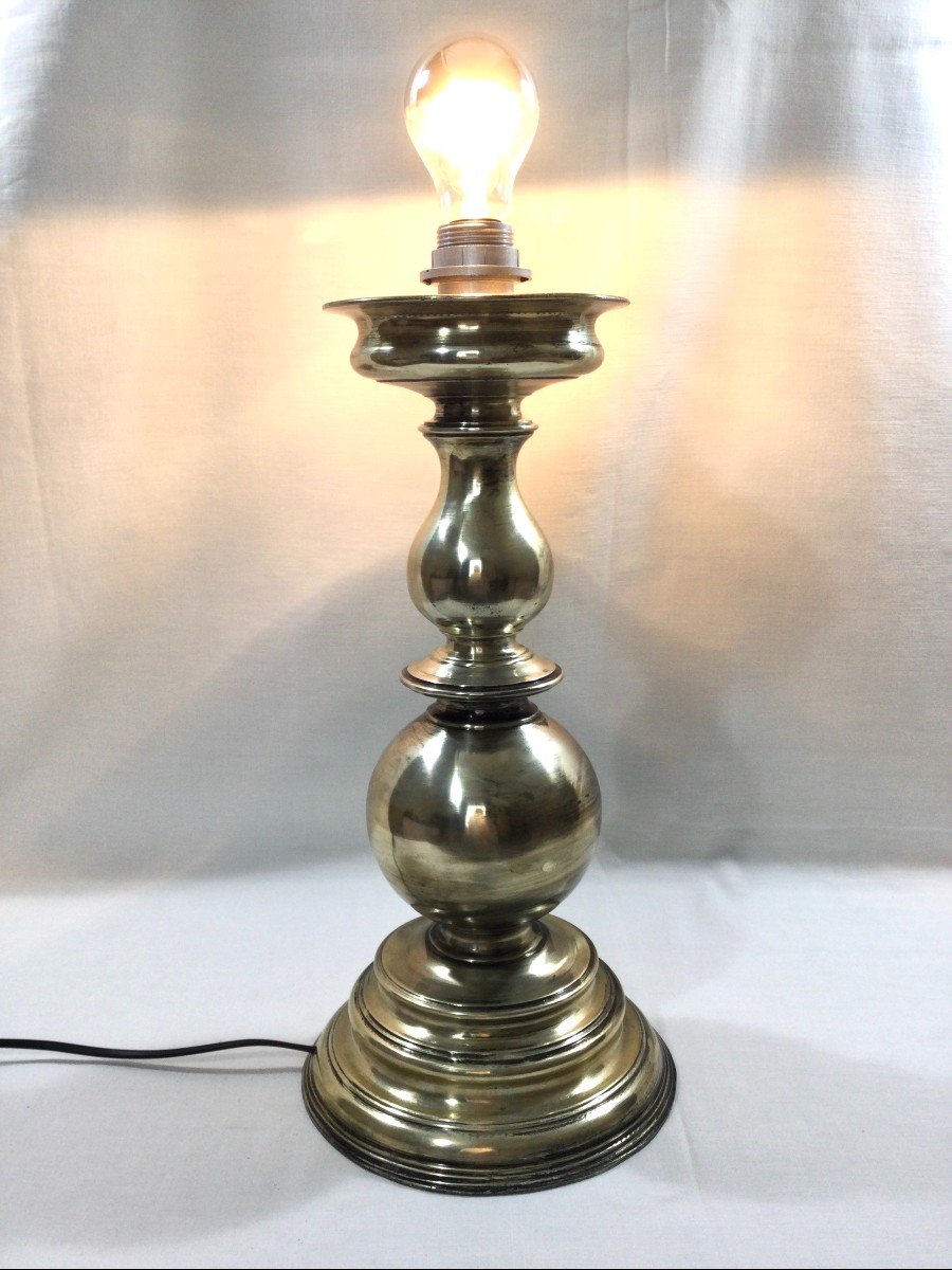 Pied De Lampe En Bronze Argenté -photo-6
