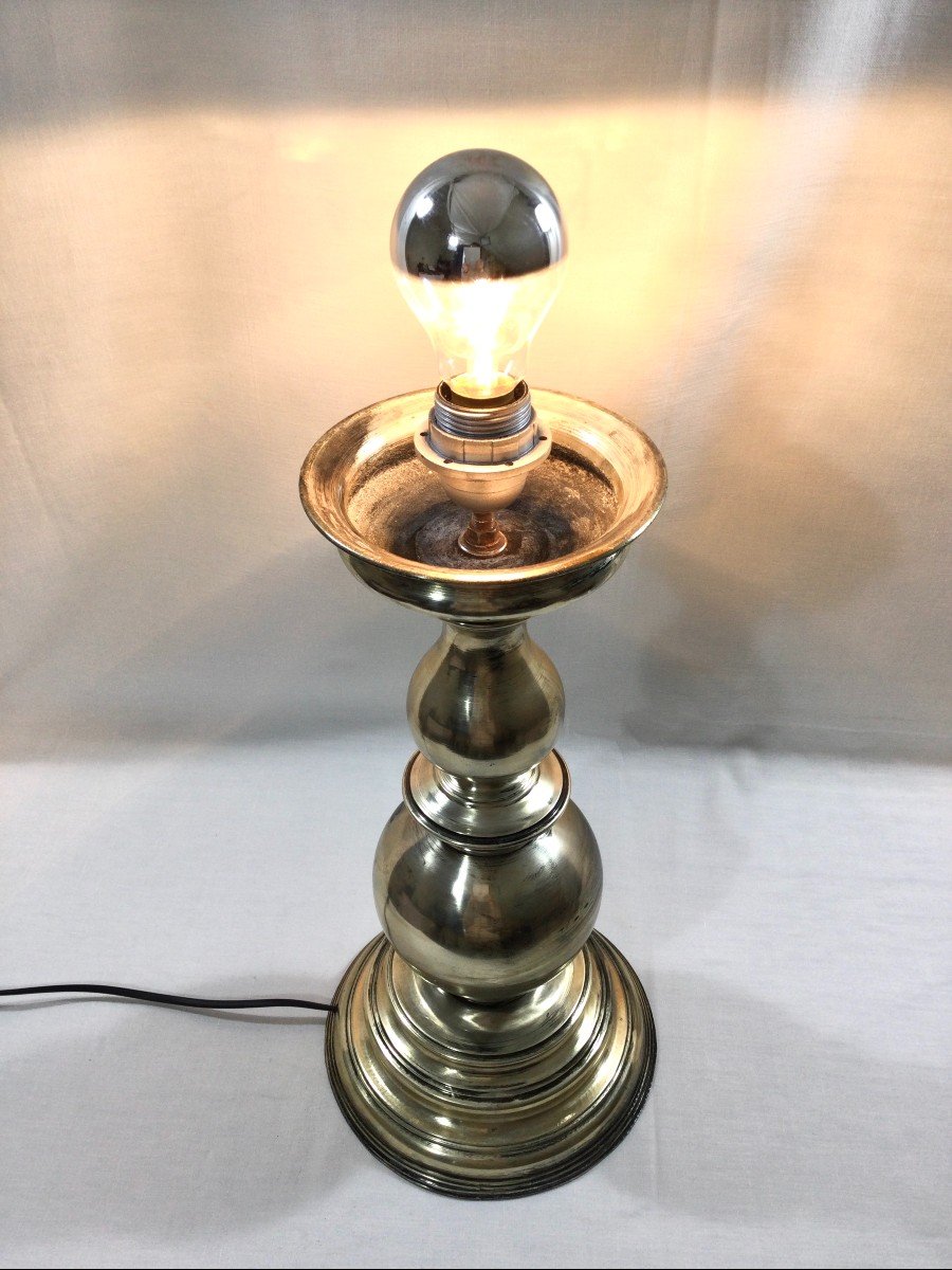 Pied De Lampe En Bronze Argenté -photo-7