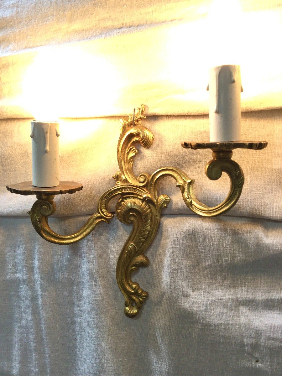 Pair Of Bronze Wall Lights Louis XV Style-photo-6