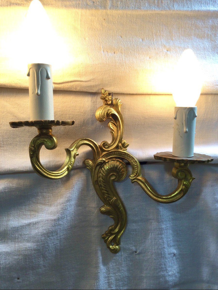 Pair Of Bronze Wall Lights Louis XV Style-photo-7