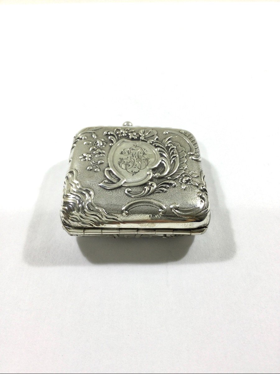 Hand Faced Pill Box In Silver-photo-2