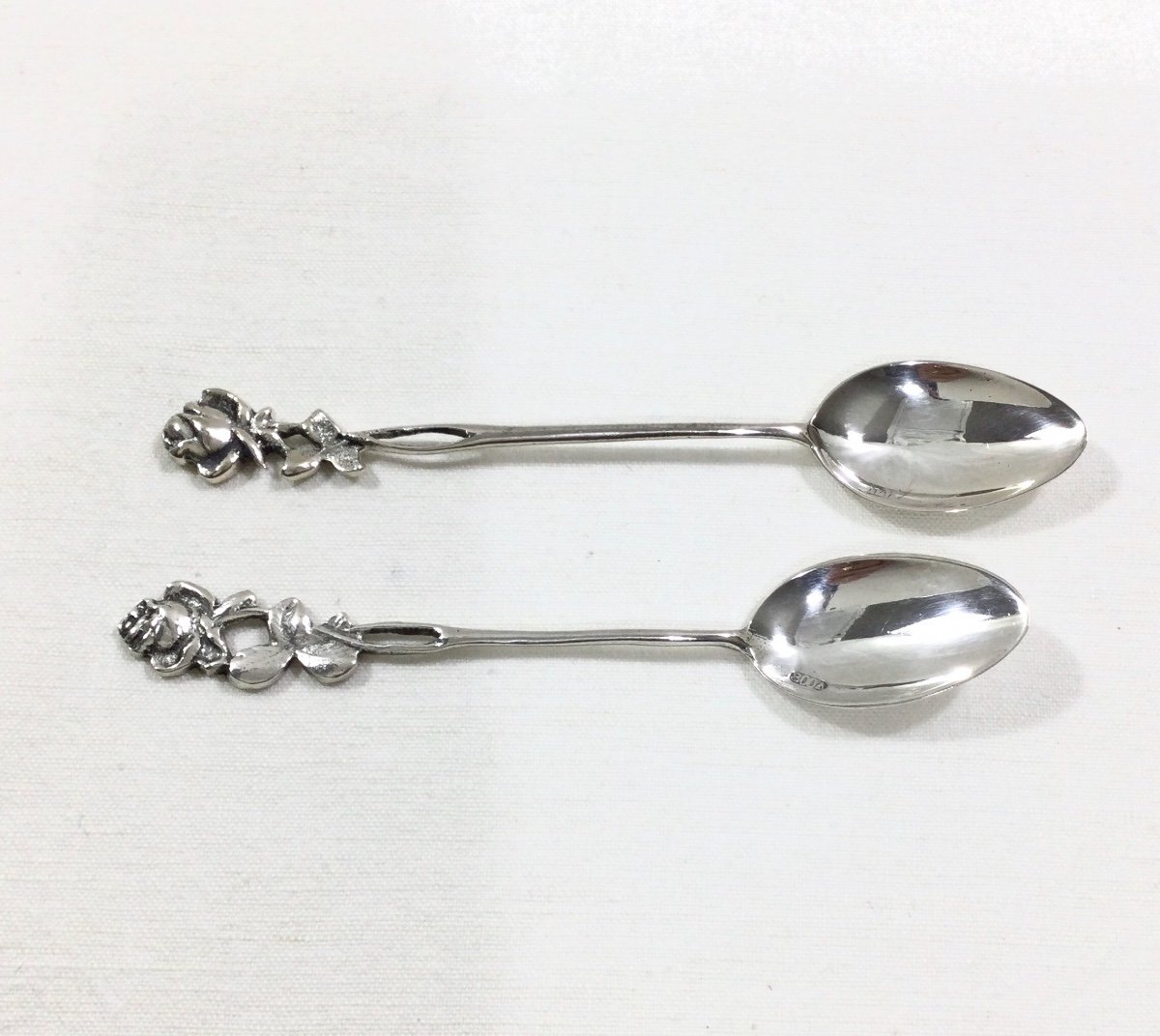 Set Of 8 Art Nouveau Silver Spoons-photo-8